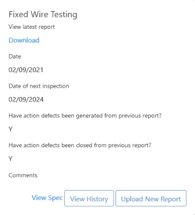 Fixed Wiring reports